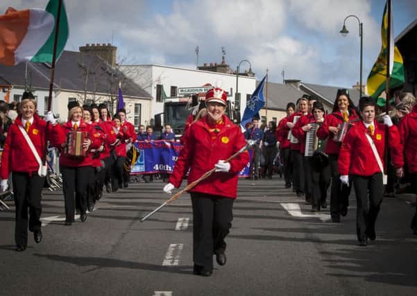 The Letterkenny Band, who paraded through Carndonagh for the first time yesterday afternoon. DER1316MC021