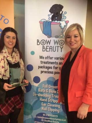 Awward winning business woman Roisin O'Hara (left) with agriculture minister Michelle ONeill.