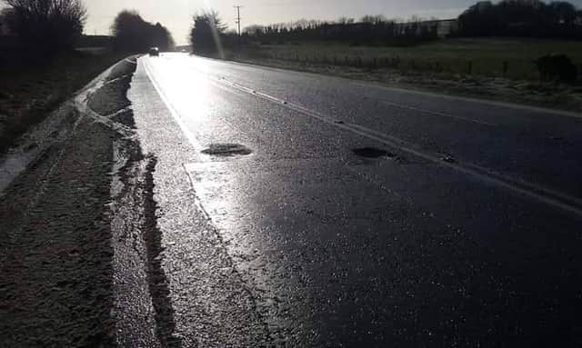 A pothole on the Glenshane Road earlier this year.