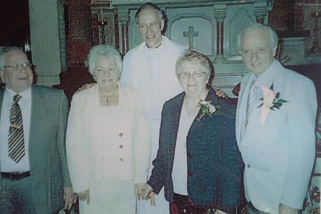 The Barr and Melaughs pictured when they celebrated their 50th wedding anniversaries 10 years ago.