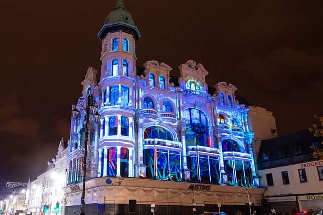 Austins Department Store illuminated during Lumiere Derry back in 2013.