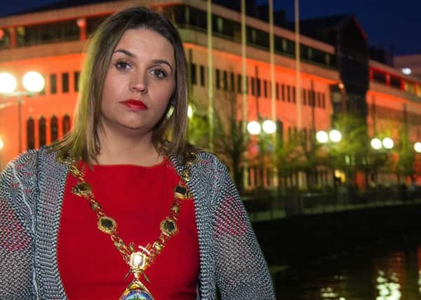 The Mayor Councillor Elisha McCallion who has expressed the Council's sympathies to Louise James at a meeting originally cancelled in the wake of the Buncrana pier tragedy.