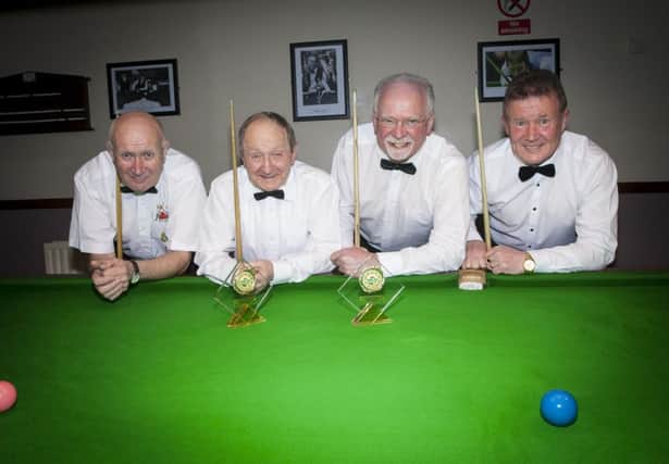 AOH Club, the triumphant team in the 2016 North-West Snooker Pairs KO Cup, thanks to defeating Over-the-Hill 3-1 in last Wednesday night's final at Mailey's Bar. From left Sean Ferry, Tommy Cooke, John McDaid and Raymond Duffy. DER1516MC009