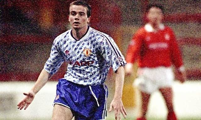 Adrian Doherty in action for one of Manchester Uniteds youth sides in the early 90s.