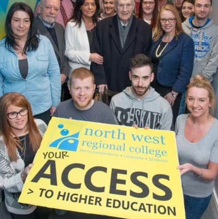 The Access Diploma in Combined Studies celebrated over forty years of providing learners with an access route to higher education with qualifications equivalent to three A-Levels. To celebrate this NWRC opened a new Access Learning Centre for current programme learners and staff featuring new classrooms and modern learning support areas, following a launch event on Tuesday 19th April. Pictured is staff and students at NWRC with the course founder Frank D'arcy, Professor Ruth Fee of University of Ulster and Emer O'Sullivan, Curriculum Manager and Course Director at NWRC.