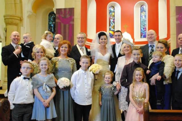 The McCrudden family pictured at the wedding of Charlie's daughter Laura.