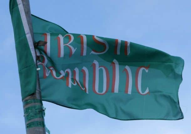 A replica of the flag hoisted at the GPO.