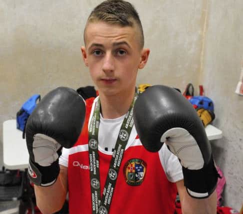 17 year-old Liam Glennon from St. Josephs Amateur Boxing Club in Gallaigh Derry won the National Youth 2 final, at 48kg weight, at the Irish National Boxing Championships held in the National Stadium Dublin recently. DER1716GS012