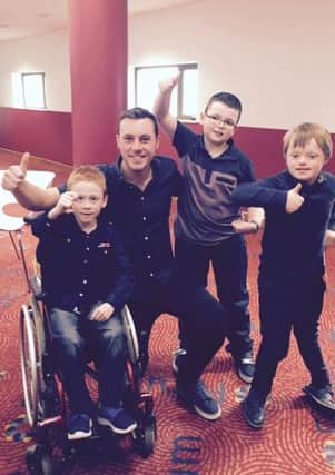 Thumbs up for Nathan Carter from Keelan Doherty, Adrian Doherty and Matthew Friel.