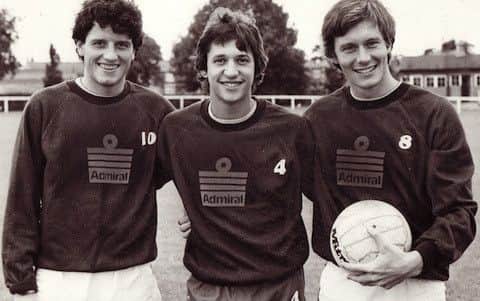 LEICESTER CITY LEGENDS . . . Paul Ramsey, Gary Linekar and John O'Neill.