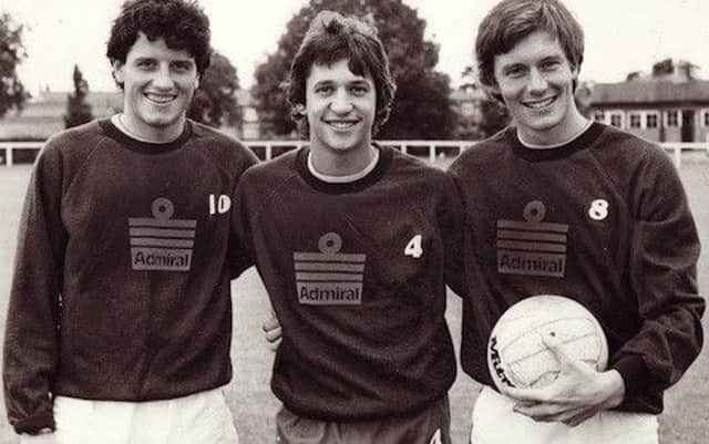 LEICESTER CITY LEGENDS . . . Paul Ramsey, Gary Linekar and John O'Neill.