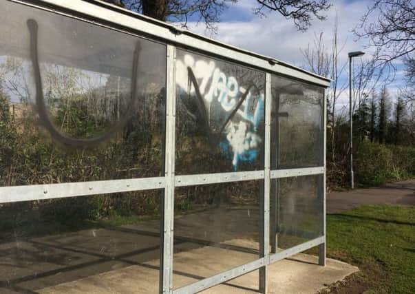 Graffiti daubed on the bus shelter in Burnfoot, outside Dungiven.