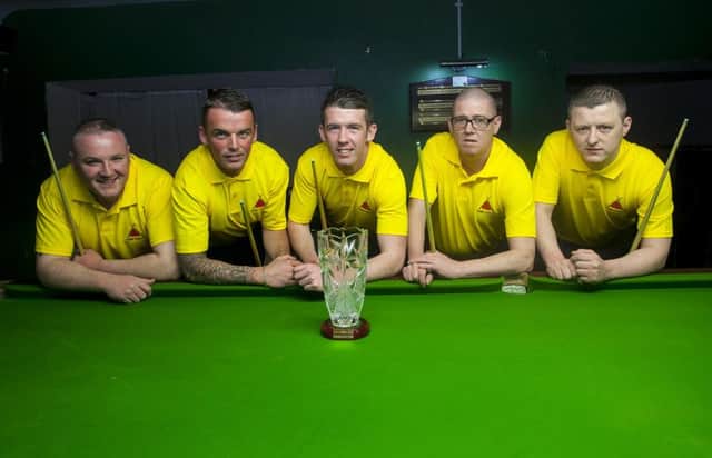 Oak Colts, who defeated Sean Dolan's GAC 3-0 when the pair met last Saturday night at Oak Grove in the NW Intermediate Snooker Cup final. From left, Cathal Wilson, Barry McDaid, Blaine McDaid, John Ryan and Ciaran Boyle. DER1816MC010