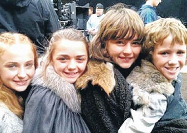 A very young Art Parkinson (right) as Rickon Stark back in the first series of Game Of Thrones pictured with his screen siblings (left to right) Sophie Turner (Sansa Stark), Maisie Williams (Arya) and Isaac Hempstead-Wright (Bran).