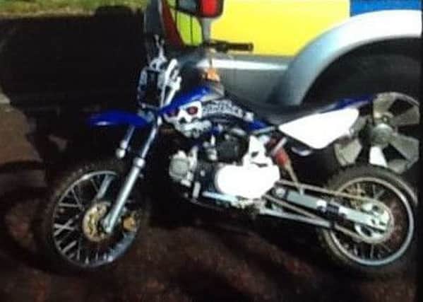 Police seized this motorcycle in the Galliagh area on Monday.