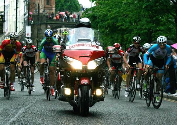 The cyclists make the climb up Slipquay Street during last year's Criterium Cycle Race.