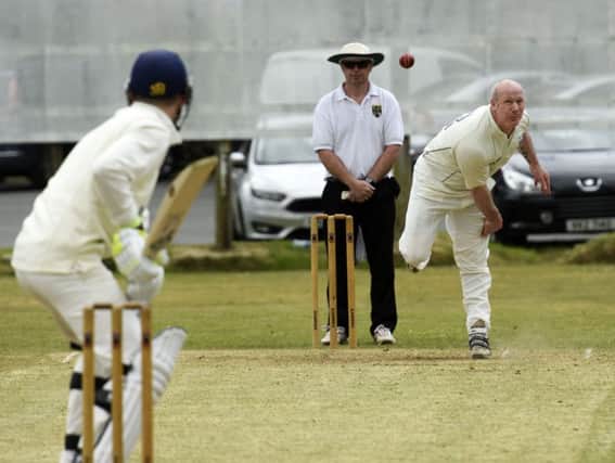 Ardmore's Gary Neely bowling to Donemana batsman Tom Riddles on Saturday. INLS2016-104KM