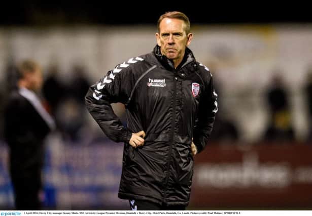 ANGERED . . . Derry City manager Kenny Shiels has criticised the behaviour of Cork City's management team.