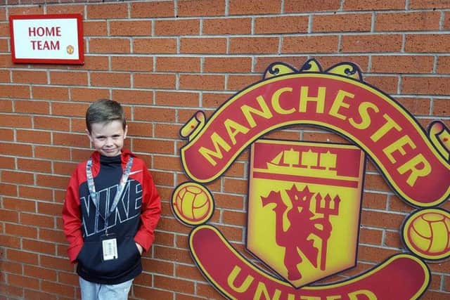 Kian pictured during a tour of Old Trafford last week.