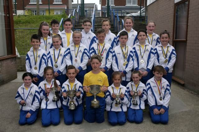 St. Anne's PS swim team who won a total of 10 gold, 4 silver and 2 bronze medals at the 2015 North West Schools Swimming Association Gala held in William Street.