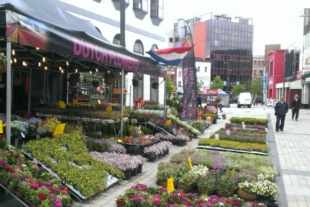 The flower and plant section of the Continental Market in Derry's city centre.