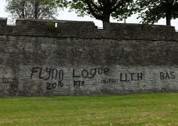A section of the Derry walls was targeted by vandals on Wednesday.