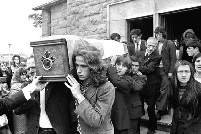 The funeral 19-year-old IRA man Seamus Bradley who was shot dead during Operation Motorman in 1972. Picture courtesy of Victor Patterson.