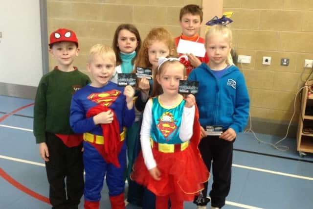 Pupils from Eglinton Primary School dressed as superheroes for the last day of the Big Pedal competition.