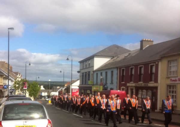 Dungiven Faith & Crown Defenders LOL 2036 parade makes it way up Main Street, Dungiven last year.
