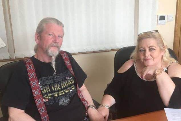 On the left is Tony McGuinness, brother of the late Robert McGuinness pictured with his partner Kathleen Duffy. The pair have launched a campaign to clear Robert's name.