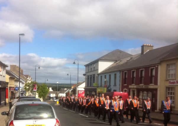 Dungiven Faith & Crown Defenders LOL 2036 parade on Main Street, Dungiven last year.