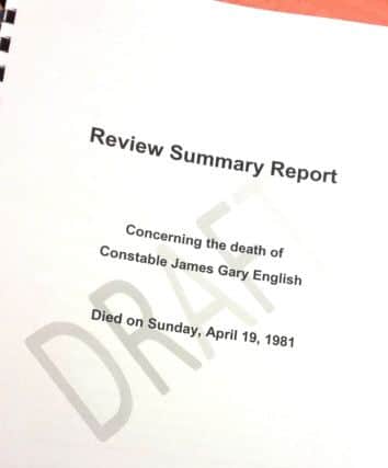 The front cover of the draft report which describes Gary English as 'Constable'.