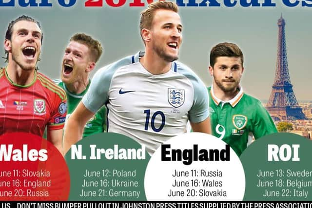 Home nations' Euro group fixtures. Design: James Trembath