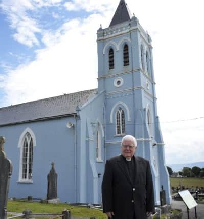 Fr George McLaughlin pictured outside St Marys Church at Ballybrack Greencastle County Donegal. DER2416GS025