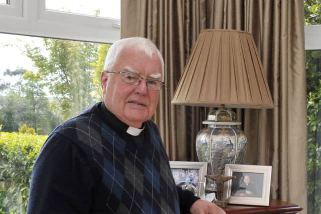 Fr George McLaughlin pictured in his home at Greencastle County Donegal. DER2416GS024