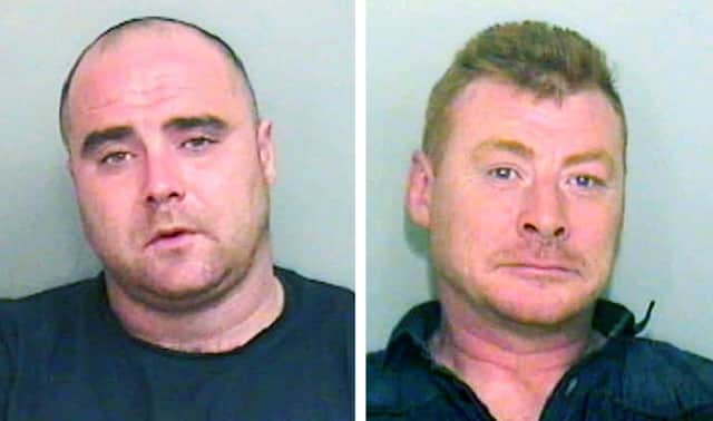 Stephen McLaughlin (left), and Martin McGlinchey, have been jailed at Basildon Crown Court, after an Afghan asylum seeker died in a shipping container as he and 34 others tried to reach Britain. PRESS ASSOCIATION Photo.