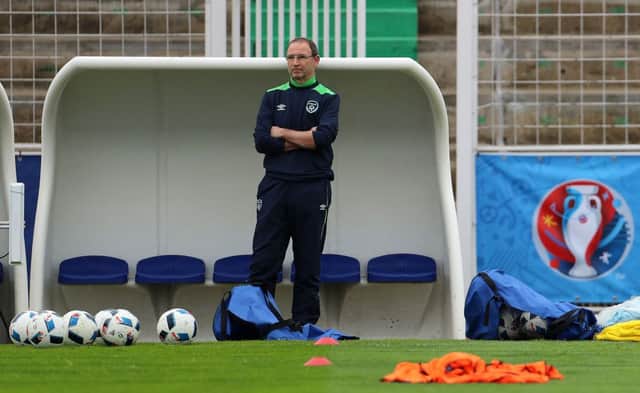 Republic of Ireland manager Martin O'Neill during a training session at Stade de Montbauron, Versailles.