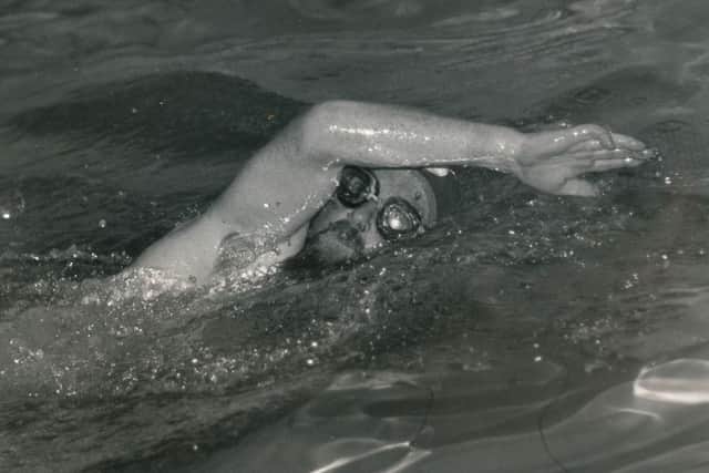 Ray Cossum swimming the English Channel.