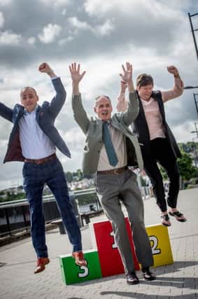 We are the champions . . . Launching the Dementia Champions Training programme are, from left, Ryan Williams, Director of Connected Health, Seamus Erlean, Health and Social Care Board, and Louise Henry, North West Regional College.