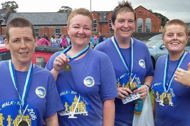 Julie Tredrea, Zoe McMichael,Tracy Lunn and Lucinda Henry at the Foyle Hospice walk.