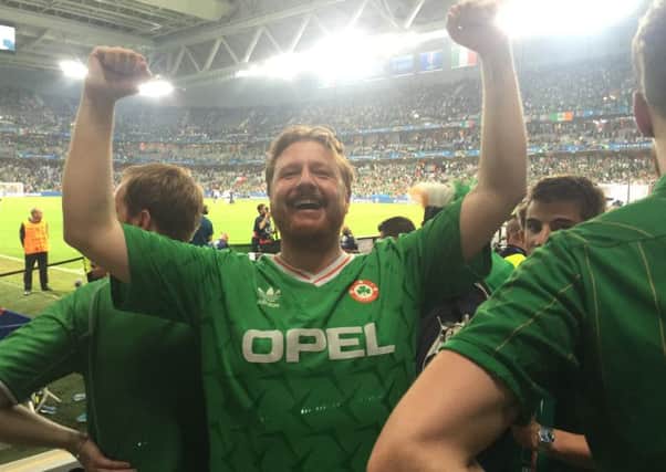 What a night! Chris McCann celebrates after seeing Ireland beat Italy 1-0 in Lille.