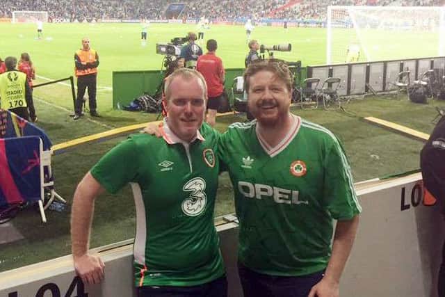 Derry man Niall Moyne (left) pictured with his brother-in-law Niall Moyne.