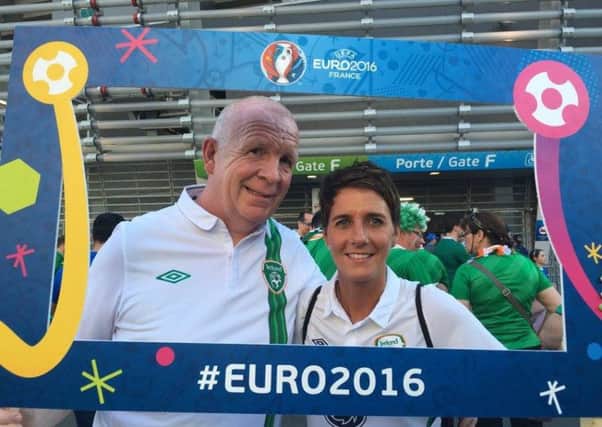 Derry Republic of Ireland fans James Devenney and Carmel McConnellogue have decided to stay in France after Ireland's stunning victory against Italy.