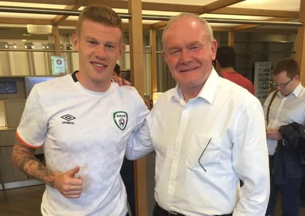 Sinn Fein MLA for Foyle, Martin McGuinness pictured with Republic of Ireland player and Derry man James McClean.