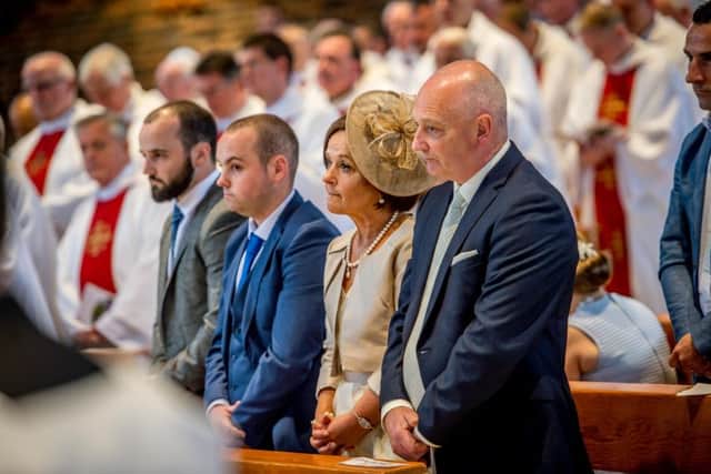 Members of Christopher McDermott's family  pictured during his ordination at Mary's Church, Melmount, Strabane. Photo: Stephen Latimer
