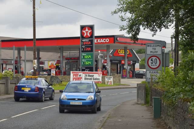 Muff village  and Texaco filling station County Donegal. DER2616GS009