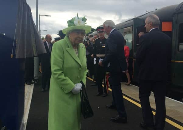 The Queen at Bellarena rail halt on Tuesday,