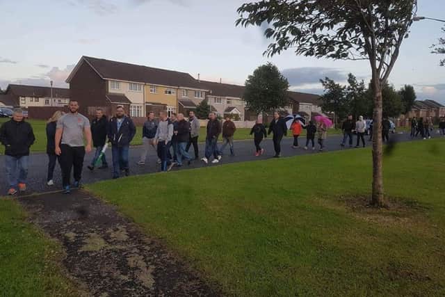 Residents taking part in the first Galliagh Community Empowerment walk through the local estate on Friday.