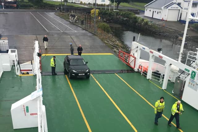 The first car on the ferry on Wednesday.
