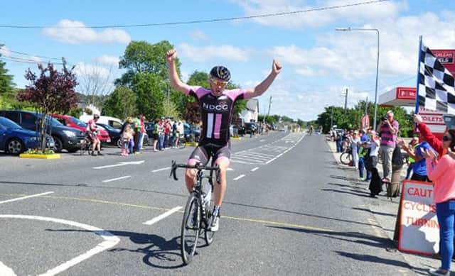 David Watson of North Down Cycling Club winning the 2015 Foyle Grand Prix.